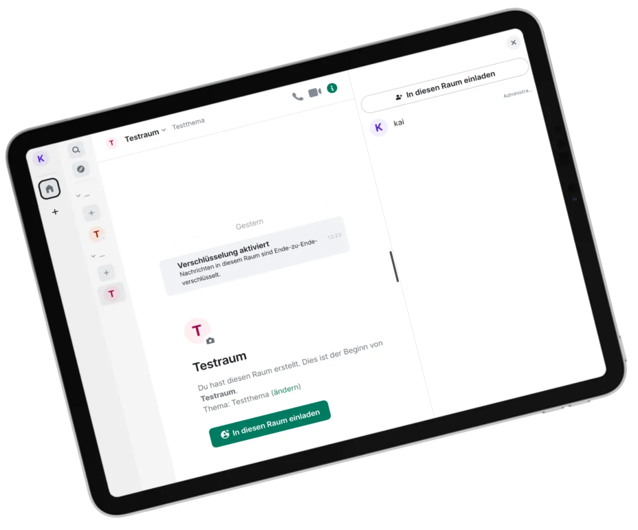 Mockup des Chat-Systems auf einem iPad