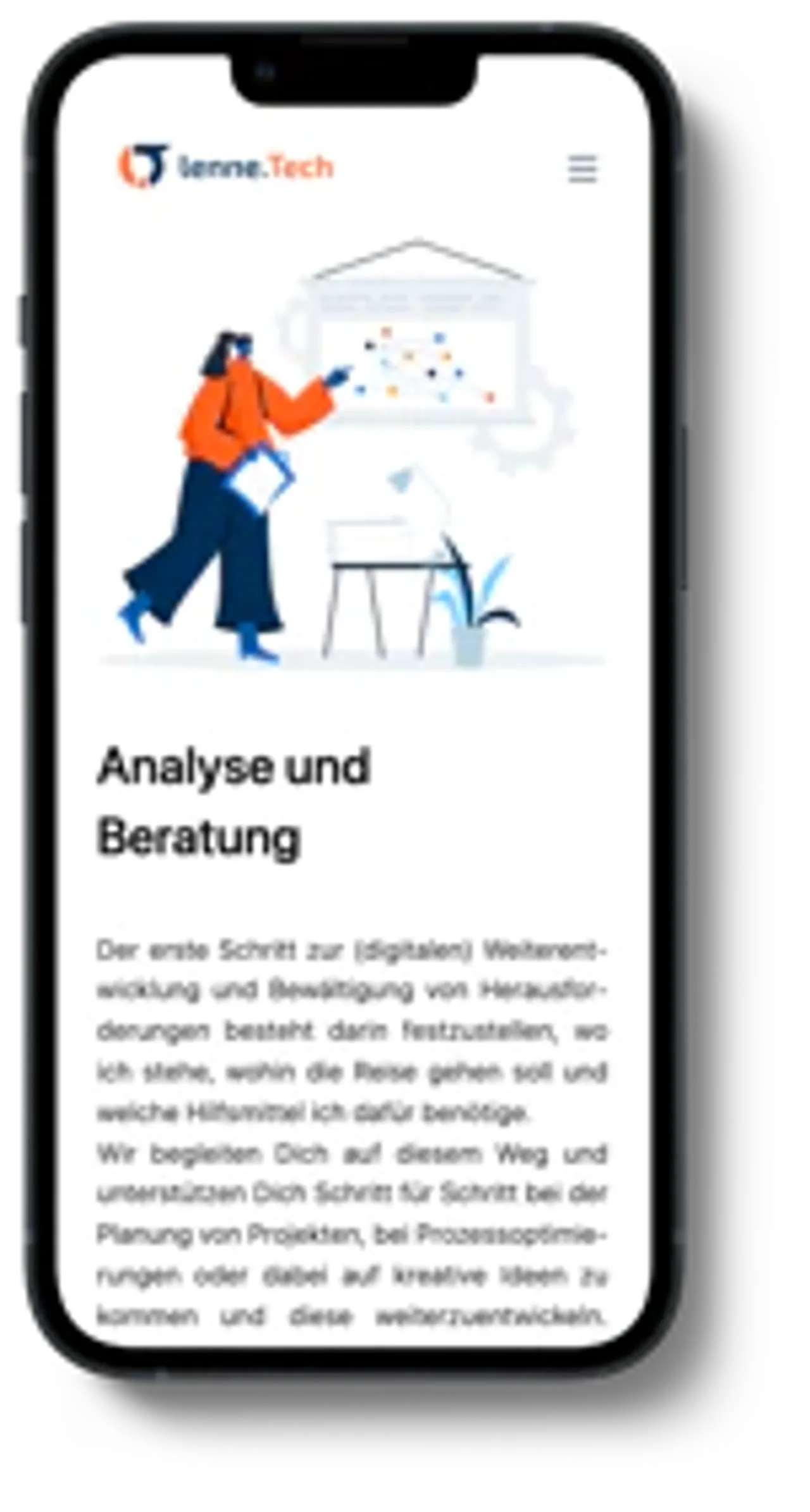 Mockup der Website auf einem iPhone