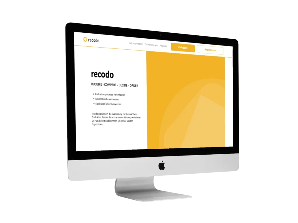 Mock up der Recodo-Website